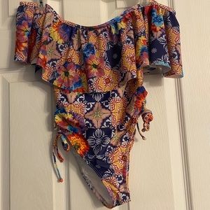 NWOT ASOS One Piece Ruffle Off Shoulder Swimsuit